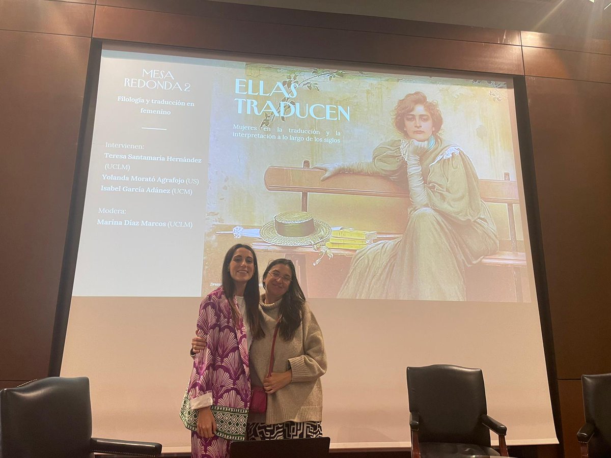 INTERMED_UCLM's tweet photo. Teresa Santamaría y Marina Díaz han formado parte hoy de la Jornada “Ellas traducen”, celebrada en la @bne_biblioteca con motivo del #DíaDeLasEscritoras y en el marco del programa “Translating Europe” de @translatingforeurope y del proyecto de divulgación @mulieressumus. https://t.co/9zWSBQFAQP