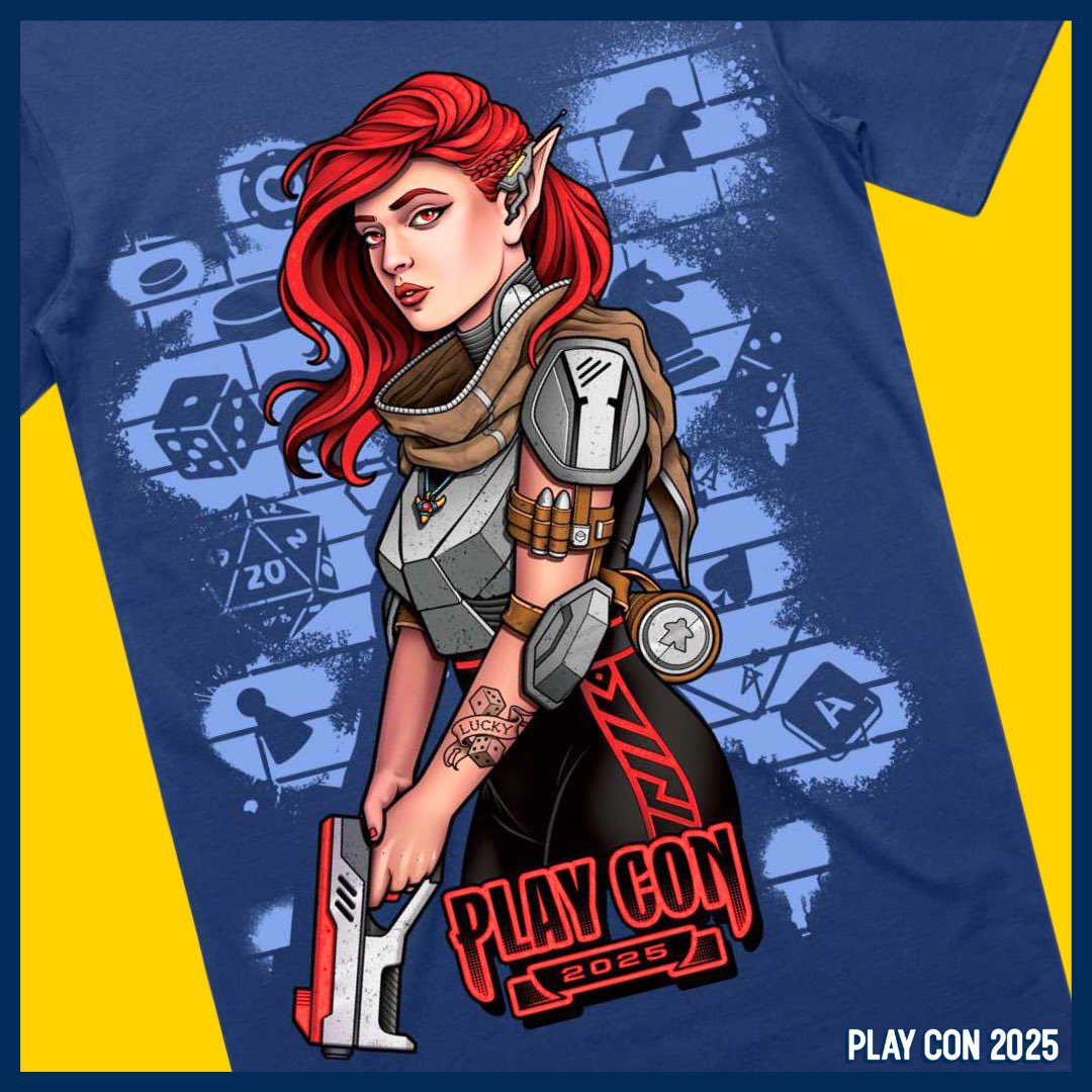 samphillipsilo's tweet image. Just finished working on this t-shirt design for Play Con Funds raised from the purchase will be going to the kidscan charity. #playcon #samphillipsillustration #boardgaming #tabletopgaming