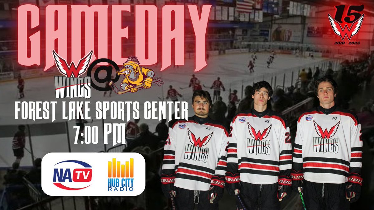 AberdeenWings's tweet photo. First OFFICIAL road trip of the season!
🏒Aberdeen Wings @ Minnesota Mallards🏒
🕗7:00
📍Forest Lake Sports Center
📺Watch on NAHLTV
📻Listen on Hub City Radio: 94.1, The Rock
#WingsWay #LETSGOWINGS #NAHL https://t.co/xI2HnLslUF