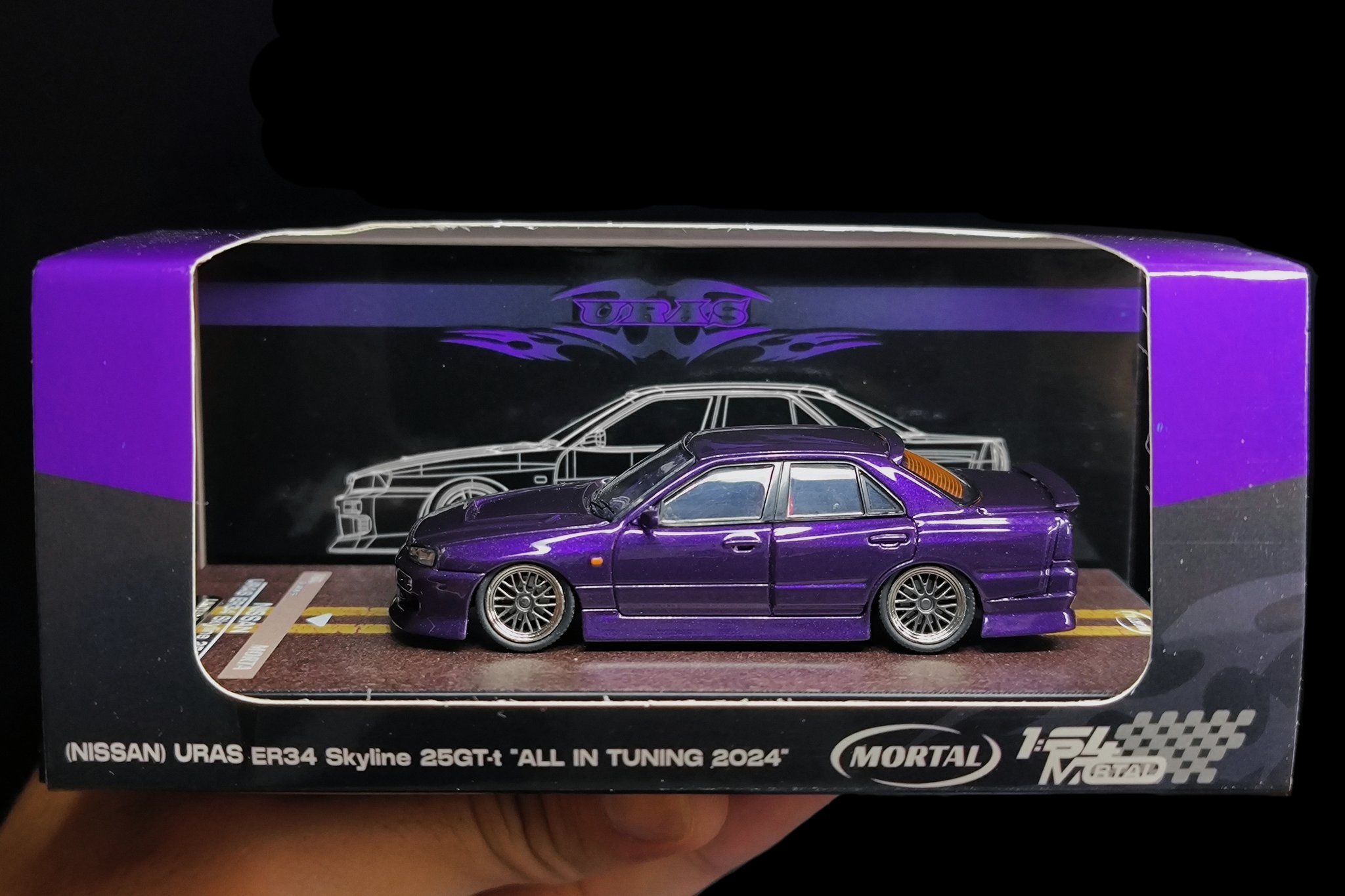 Mortal 1:64 Black Skyline GTR ER34 25GT AIT URAS Model