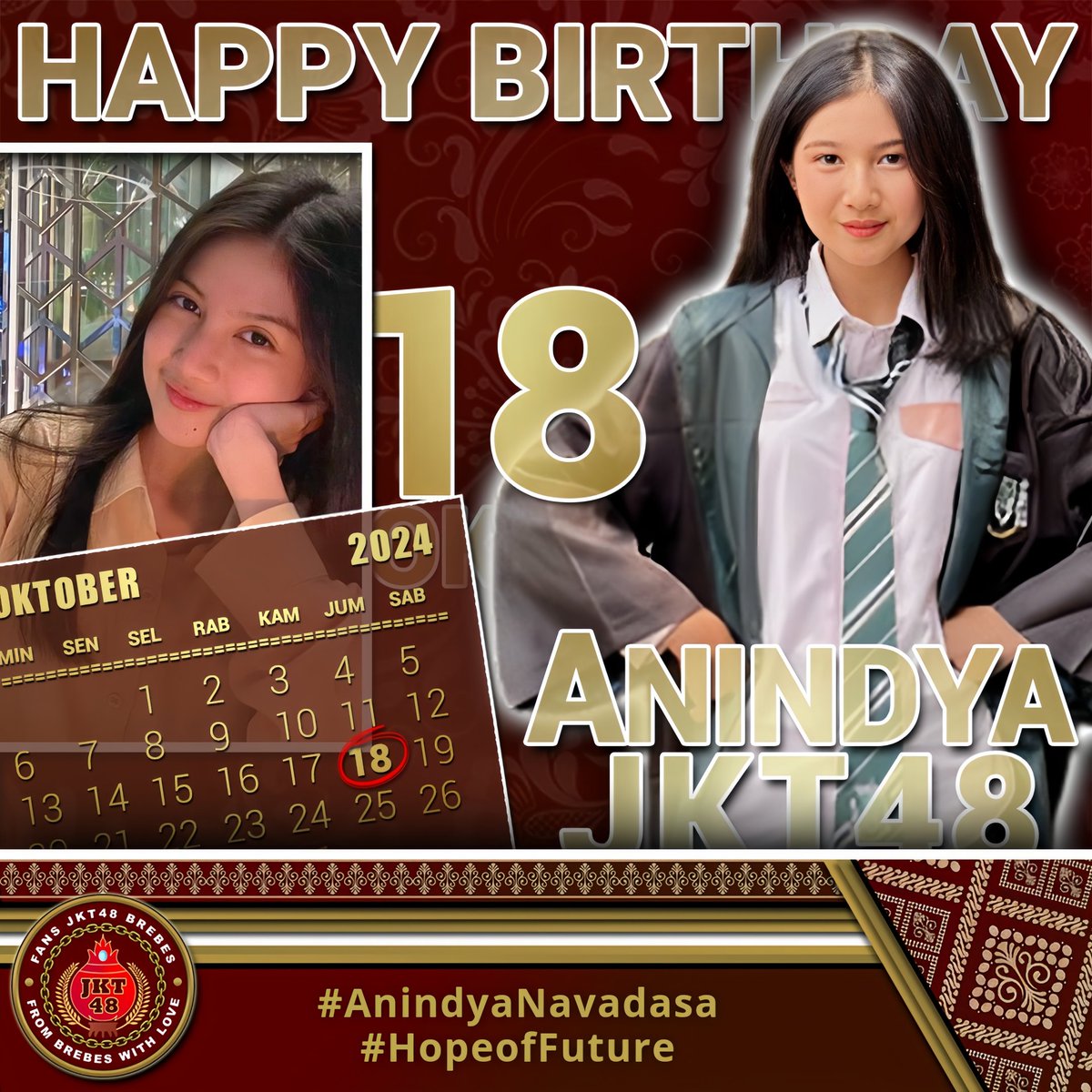Selamat Ulang Tahun <a href="/AR_AnindyaJKT48/">anindya ramadhani</a>, Semoga harimu semanis mangga kesukaanmu. Terus berkarya dan bersinar ya  🥳

#AnindyaNavadasa
#HopeofFuture
#48brebessalawase