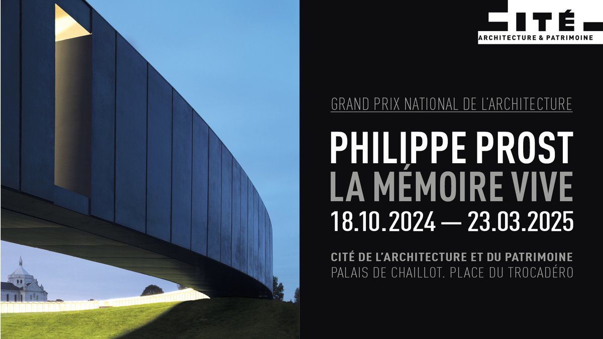 🖼️ [EXPOSITION]
Philippe Prost – La Mémoire vive : 30 ans d'architecture entre patrimoine et création.

📅 Du 18/10/2024 au 23/03/2025 à la Cité
👉 bit.ly/3XWv3kx