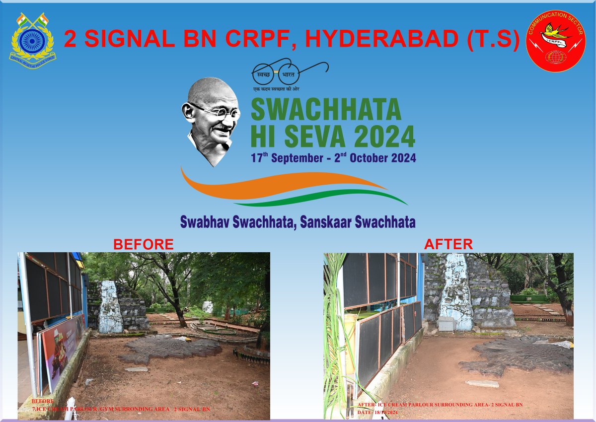 Special Campaign 4.0 for Institutionalizing Swachhata Abhiyan organized by 2 Signal Bn CRPF, Hyderabad on 18/10/2024.