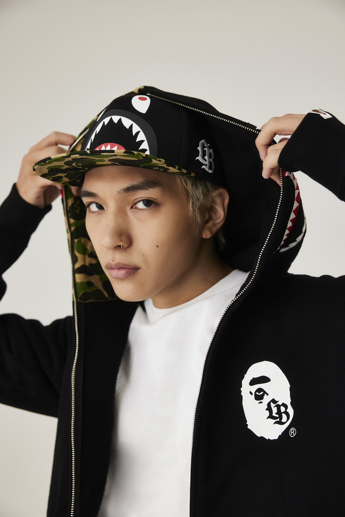 Bape shark hoodie on person discount