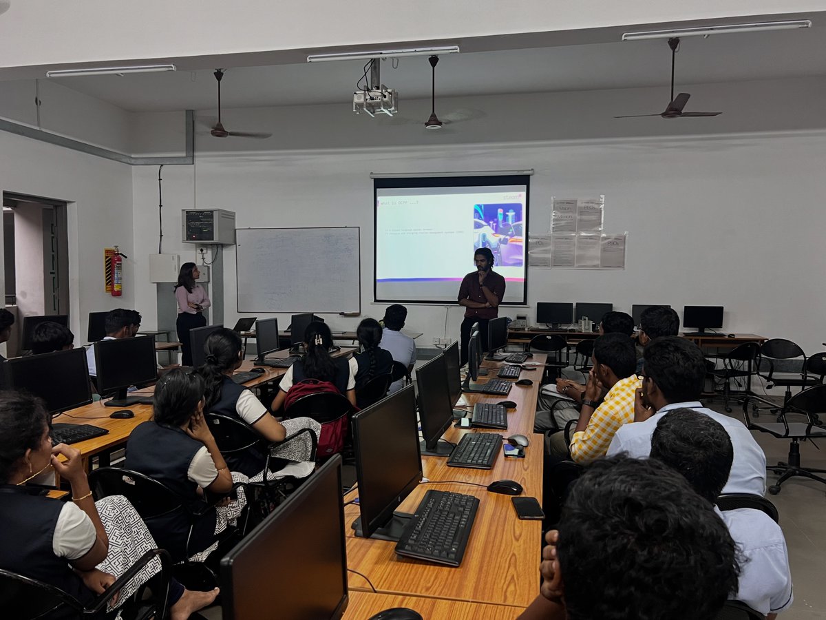 Iris_SteamA's tweet image. Steam-A teamed with KCT for TechElevate: Software Engineering in the EV Space! Our team, Yeswanth Rajakumar and Sneha N S, led a session on Steam-A&apos;s culture, EV charging, and OCPP. Excited to inspire future engineers in the EV industry! #SteamA #EVSoftware #FutureEngineers  #KCT