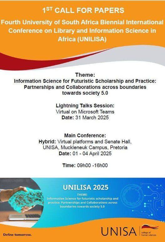 🚨 Reminder: Only 2 Days Left to Submit Your Abstracts! 🚨

🗓️ Deadline: 20 October 2024
🌐 Visit the UNILISA Conference website for details:
unisa.ac.za/sites/corporat…

Don’t miss your chance to be part of this exciting event!

#UNILISAConference #AbstractSubmission #FinalCall