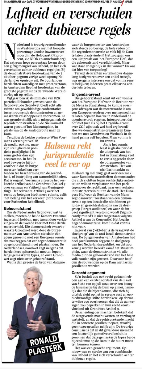 'De Grondwet zegt nergens dat herdenkers spitsroeden moeten lopen langs gemaskerde types.'

Perfecte column van Plasterk 🎯
Terechte uithaal ook naar Wim Voermans 🔥