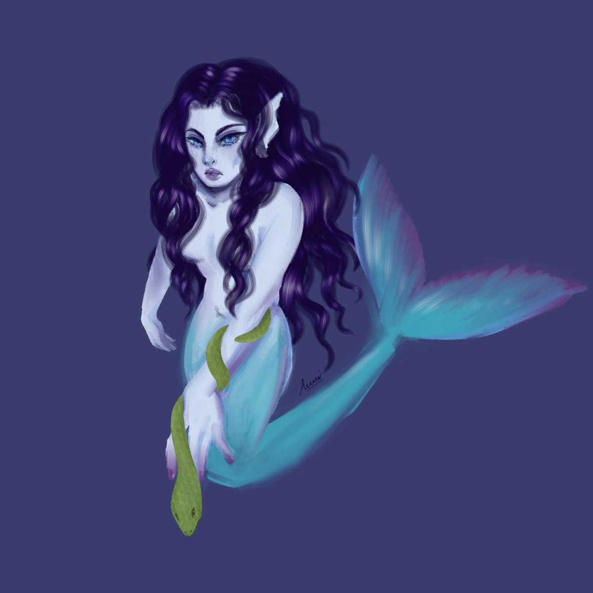 luui101's tweet photo. Making token for my latest dnd character- Ampophi the mermaid 🧜‍♀️ necromancer ☠️ and her pet snake Dili 🐍 

#dnd #dndtoken #dndartist #odessyofthedragonlords https://t.co/2GoAq1jnF4