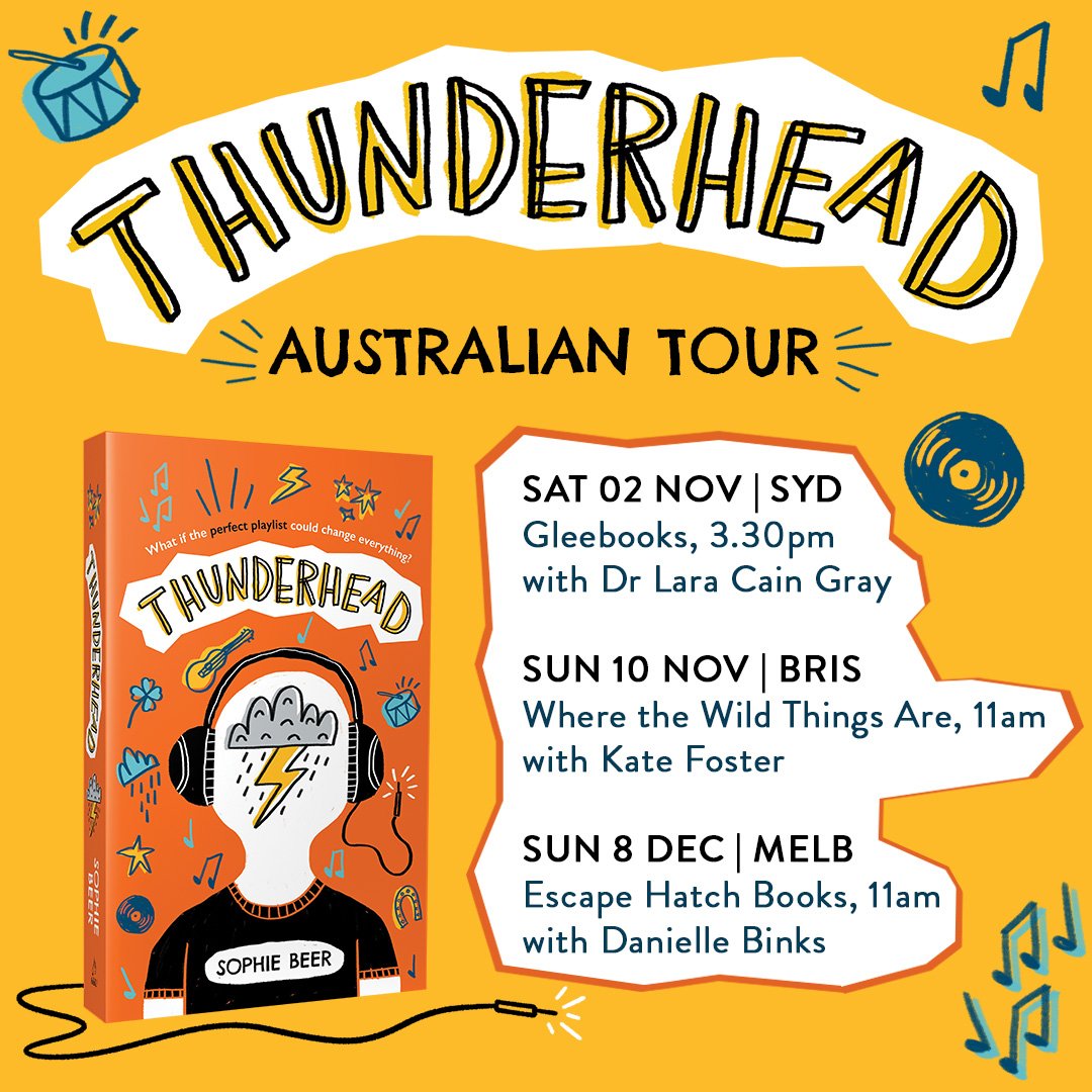 IT'S THE THUNDERHEAD AUSTRALIAN TOUR, coming to a bookshop (hopefully somewhat) near you! 

I'm so excited to chat with <a href="/LaraCainGray/">Lara Cain Gray</a>, <a href="/kfosterauthor/">Kate Foster 🐕</a>, and <a href="/danielle_binks/">Danielle Binks</a>, who have so kindly agreed to be my bandmates for the events!