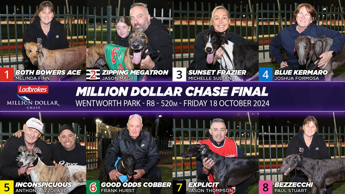 We're just hours away from the running of the 2024 <a href="/ladbrokescomau/">Ladbrokes Australia</a> #MillionDollarChase!

We'll be broadcasting LIVE from <a href="/wentyparkgreys/">Wentworth Park Greyhounds</a> - tune in from 6:30pm AEDT at thedogs.com.au, our Facebook Page, or TheDogs TV on YouTube 🐾

#thedogs #greyhoundracing #MDC