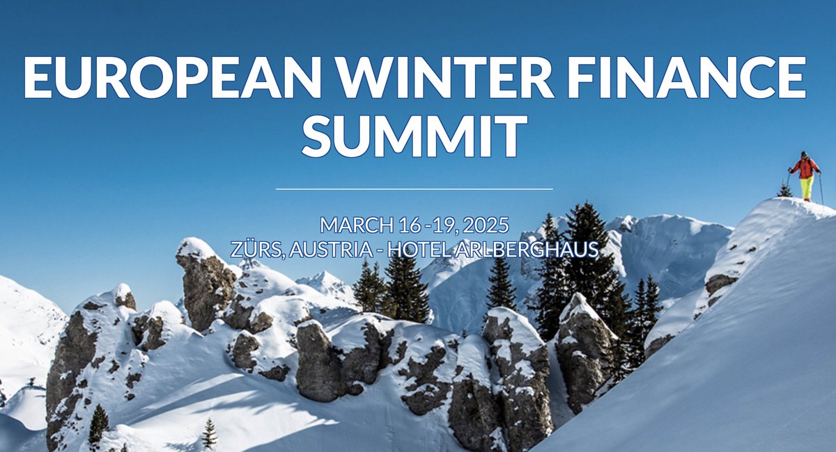 FelixFattinger's tweet photo. Today is the last chance to submit your work (in any area of Finance) to be considered for the European Winter Finance Summit (EWFS) taking place in Zürs, Austria, from March 16 to 19, 2025.
 
Go to https://t.co/2cRqsulOrw for further info &amp; to https://t.co/YPSnk1MSDK to submit! https://t.co/WPenOLfmMa
