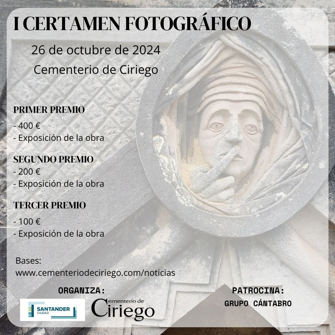 ejovensantander's tweet photo. Este próximo sábado Certamen de Fotografía en el Cementerio de Ciriego.
¿Quieres participar?Aquí te dejamos toda la información
https://t.co/zZHxA76G6B https://t.co/R04VtVlw0I