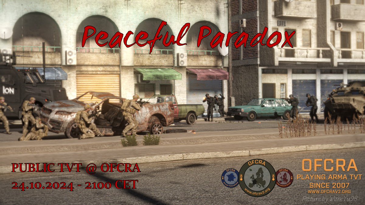 Join us on October 24th for our next public #arma3 event: Peaceful Paradox, featuring ION PMC vs Middle Eastern militia! 
The mission:  ofcrav2.org/forum/index.ph…
Informations and registration: discord.gg/bWtGS7N
<a href="/ArmaPlatform/">Arma Platform</a>