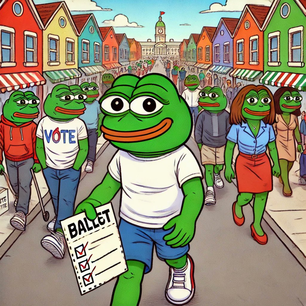 Pepeleap's tweet photo. Only 18 days left until the U.S. presidential election.  
Are you ready?
Play Pepe'lead before vote~ ✊✊

Stay with Pepe'lead adventure 👇👇  https://t.co/zAcUtCFGIO    

#pepela #workhardplayhard #pepe #crypto #meme #life https://t.co/4WgRrvSCZD