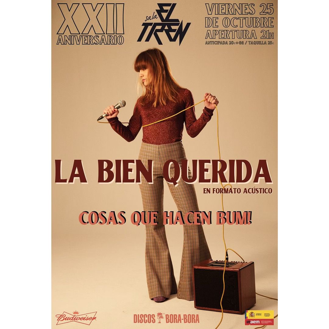 💙💚LA BIENQUERIDA + COSAS QUE HACEN BUM el sábado 25 de octubre en la Sala El Tren. 🎸🚂

🛤️<a href="/Lasalaeltren/">Sala El Tren</a> cumple 22 años y nosotros abriremos para @labienquerida. ¡Venid!🎉

🗓️ Viernes 25 de octubre
🕢 21:00
📍Sala El Tren
🎟️ <a href="/DiscosBoraBora/">DiscosBoraBora</a> y salaeltren.com