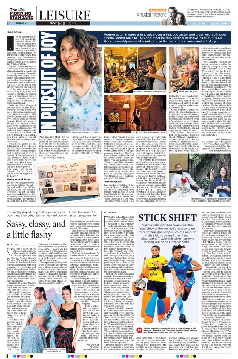 tniefeatures's tweet photo. In today's edition, @TheMornStandard speaks with theatre artist, voice-over artist, podcaster, and creative practitioner Shena Gamat about her journey and her initiative in Delhi, ‘It’s All Good’ 

@santwana99 @Shahid_Faridi_ @Paro_Ghosh 

Read:https://t.co/CQ67WfBo2r https://t.co/rIDsmoq9Eq
