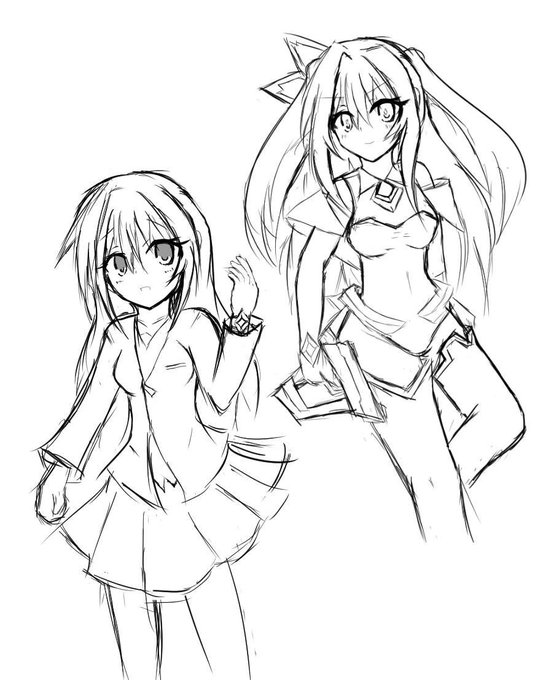 7年前の私「変身ヒロイン題材でオリジナルキャラを作ろう!…でも私あんま知らないな…。あっ、ロックマン…ZXがあるやん!」

と思って殴り書きした原初のうちの子と、ある程度形にしてきたやつ
↓
そして今 