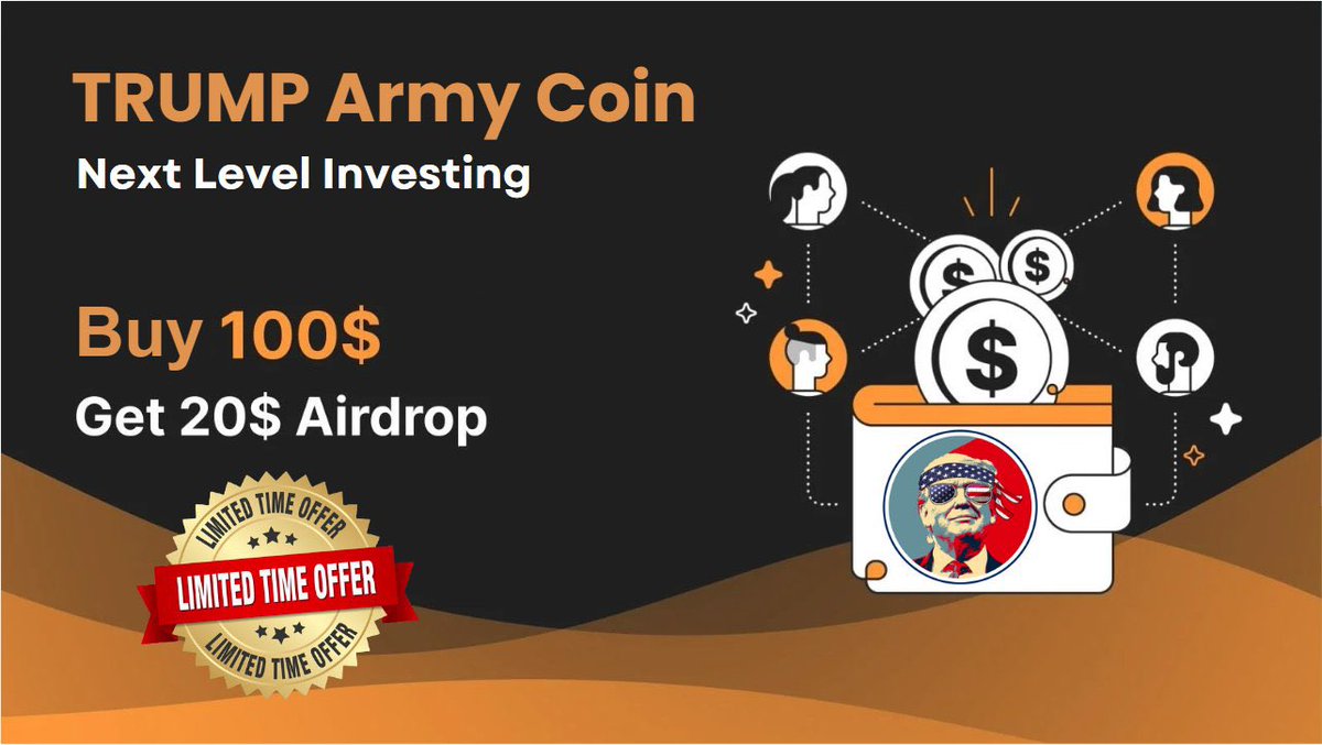 TrumpArmyCoin's tweet photo. @ClayTravis Trump will win this election. Buy $TRUMP now and get $20 airdrop. You can turn $100 into $100K next month. Join now: https://t.co/yyM0zAfHlt https://t.co/X72yw0qA2P