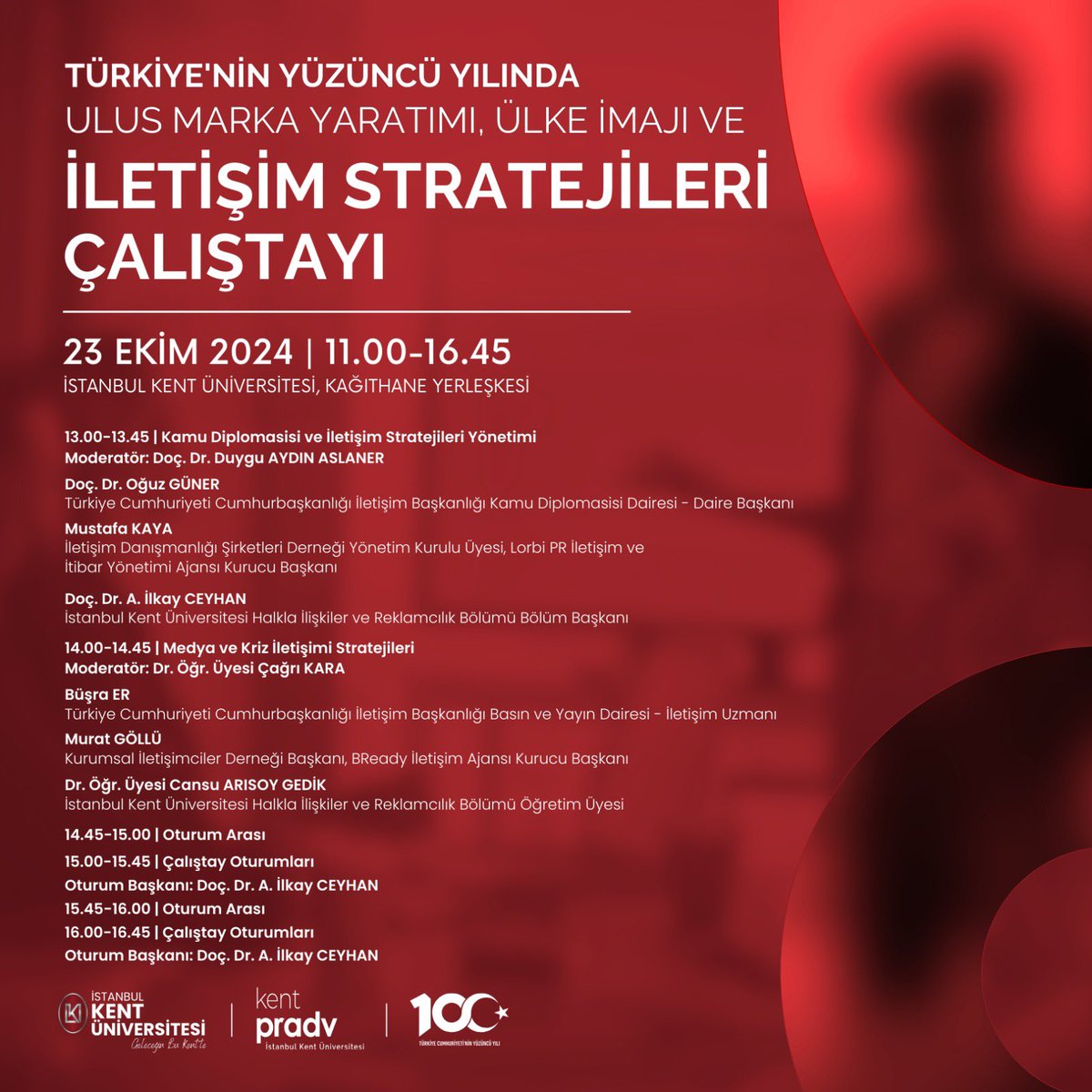 daydinaslaner's tweet photo. 23-24 Ekim 2024 tarihlerinde gerçekleşecek olan ‘Türkiye’nin Yüzüncü Yılında Ulus Marka Yaratımı, Ülke İmajı ve İletişim Stratejileri Çalıştayı’nda, ‘Ulus Marka İmajı, İtibar Yönetimi ve İletişim Stratejileri’ üzerine görüşlerimi paylaşacağım. https://t.co/jCxItf2fN9