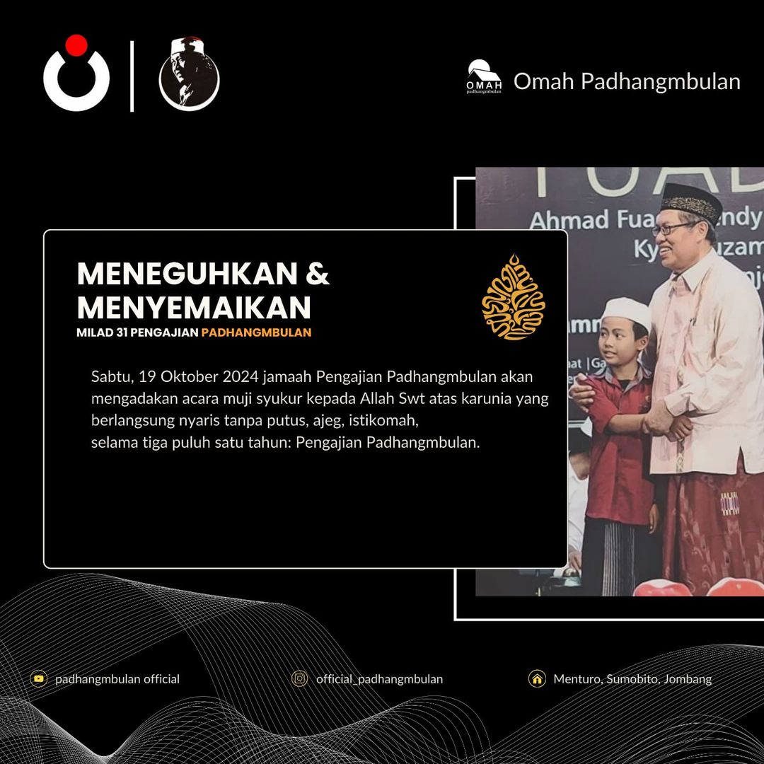 cahyo_semburat's tweet photo. .
| Mukaddimah Milad Majelis Ilmu Padhang Mbulan ke 31thn "Meneguhkan Menyemaikan"
Sabtu, 19 Oktober 2024. bersama KiaiKanjeng dan Teater 'The Jongos' Yogyakarta.
#padhangmbulan #maiyah #mbahfuad #cakfuad #mbahnun #caknun #emhaainunnadjib #sabrangmdp https://t.co/pgW9SdX5zb