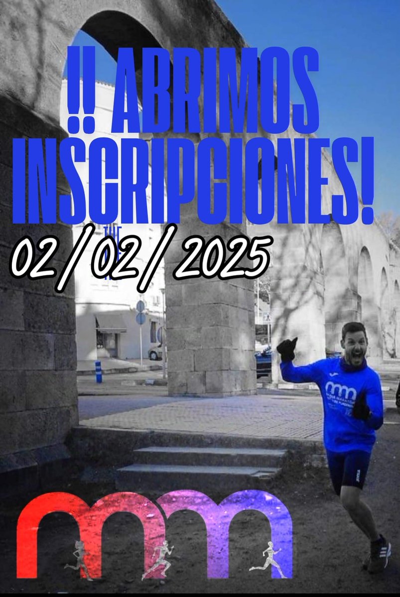 ❗💥Abrimos inscripciones💥❗

El 2 de febrero 2025 volverá a ser la mayor fiesta de Running  

Atentos 👀 porque  solo habrá precio reducido hasta fin de año.

16€ hasta 31/12
20€ desde 01/01

Inscripciones:
tickets.runagain.com/inscripcion/xi…

💙💙💙 #MMPlasencia #MMPlasencia2025