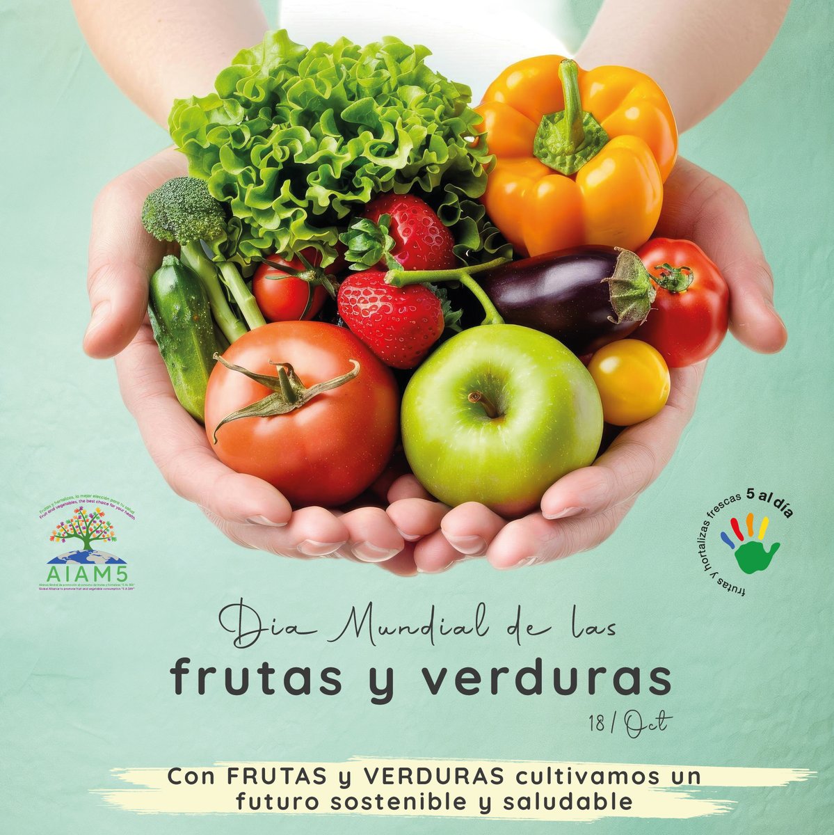 5aldiaspain's tweet photo. 📣Hoy celebramos el #DíaMundialdelasFrutasyVerduras bajo el lema “Con frutas y verduras cultivamos un futuro sostenible y saludable” 🥦🍓🍎🍆🥕🍉🍐🥑

Más Info 👉 https://t.co/E1KXuQDXoG

#DMFYV #DíaMundialFyV https://t.co/rtrsrXRwLP