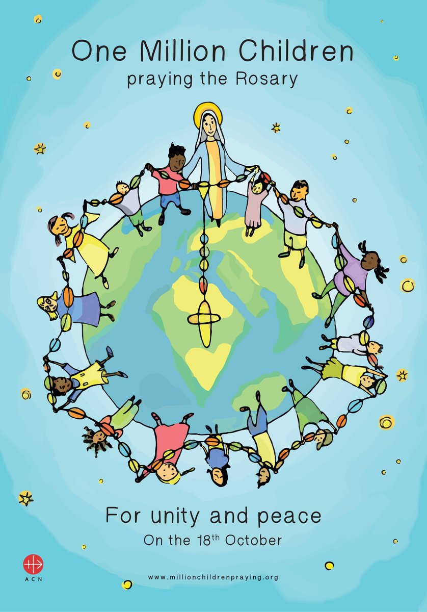 🌍✨ Join us today, 18th October, for the '1 Million Children Praying the Rosary for Unity and Peace' campaign! Let’s unite in faith and pray for peace during these challenging times. Learn more: acninternational.org/millionchildre… 🙏❤️ #MillionChildrenPraying