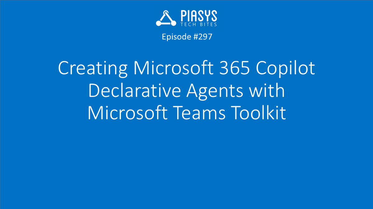 Let's see what a #Microsoft365 #Copilot #DeclarativeAgent is and how to create one with pro-code watching this #PiaSysTechBites video
youtu.be/qxYBgmhyyOo #microsoft365dev youtube.com/@PiaSysTechBit…