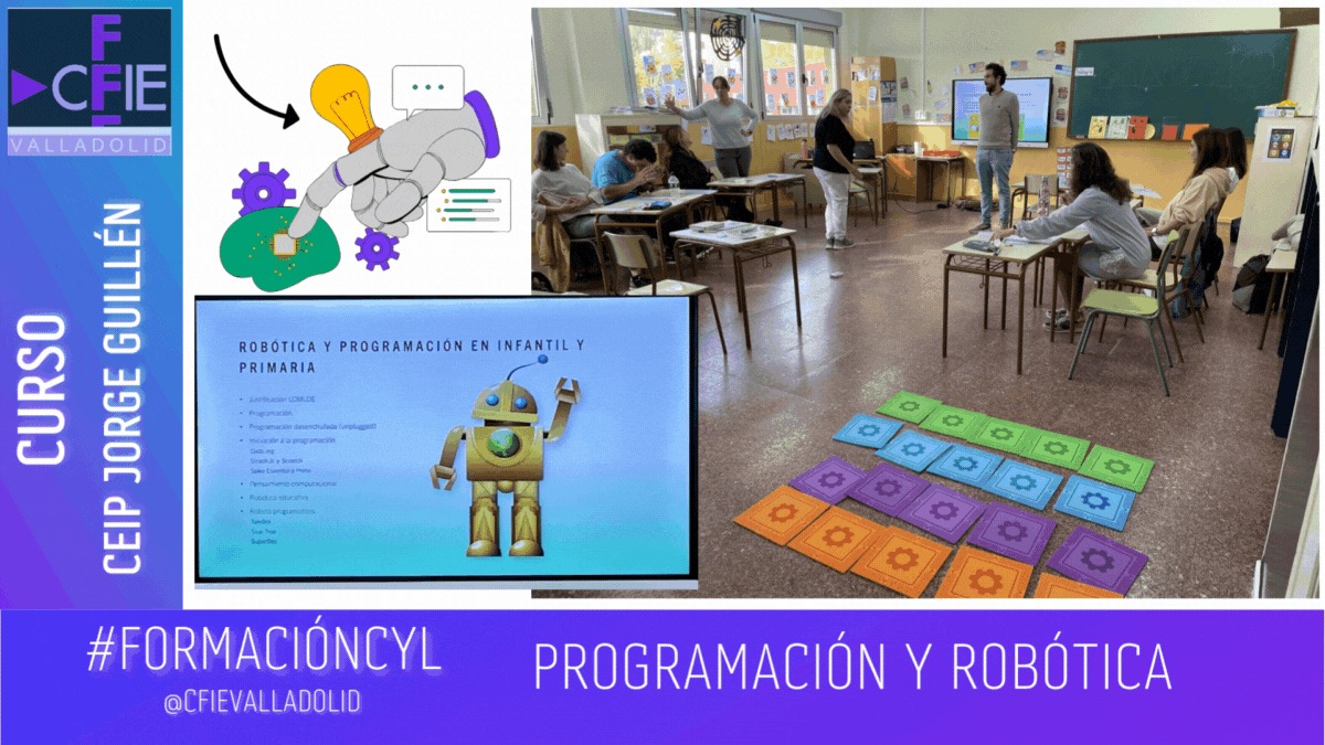 🚩Comienza el "Curso de PROGRAMACIÓN 💻 y ROBÓTICA🤖" en <a href="/JorgeGuillenVA/">CEIP Jorge Guillén (Valladolid)</a> con Fernando Galindo para aprender cómo trabajar lateralidad, expresión oral, mates, arte y mucho más de forma divertida en infantil y primaria🧒🧒
<a href="/educacyl/">Educación JCyL</a>  #TIC  #InnovaCyL