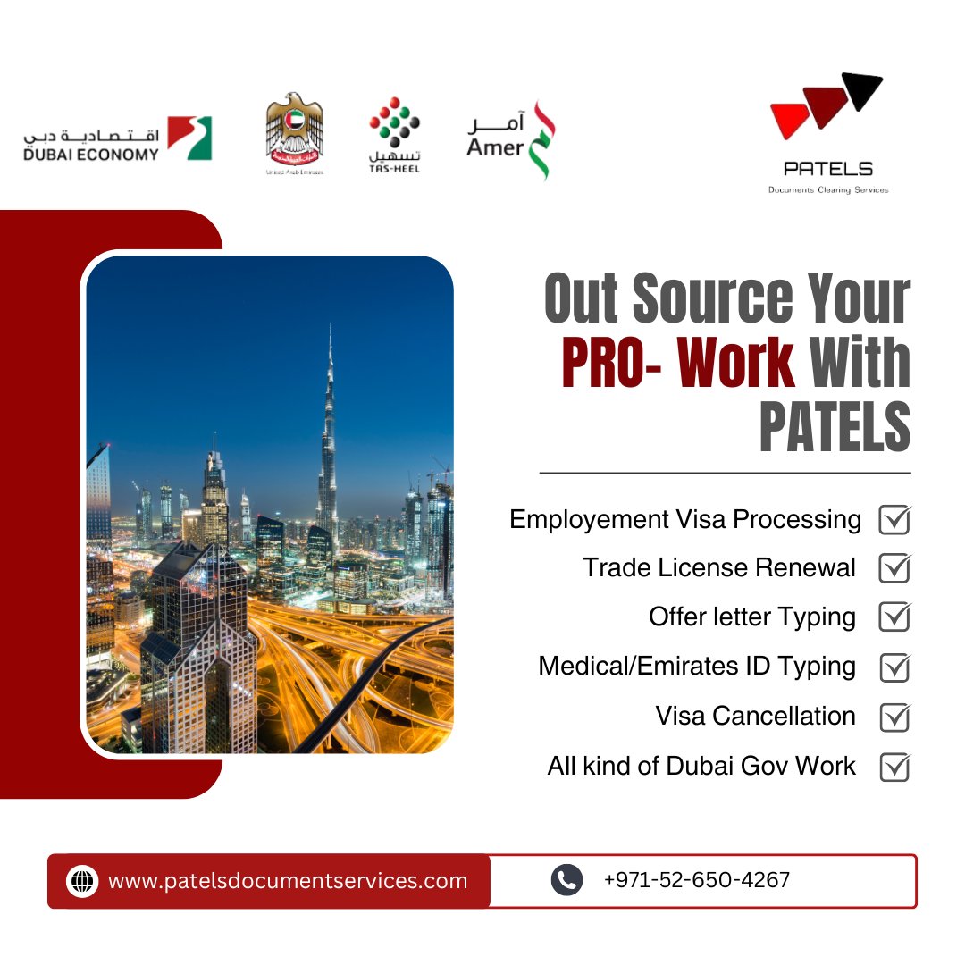 PatelsDcs's tweet image. Outsource your PRO services with us and enjoy a hassle-free service and save your time and money.

Contact Number &amp;amp; WhatsApp: +971-52-650-4267

#proservices #dubai #dubaiproservices #newbusiness #business #businesssetupdubai #newcompany #investor #entrepreneur #amer #uae