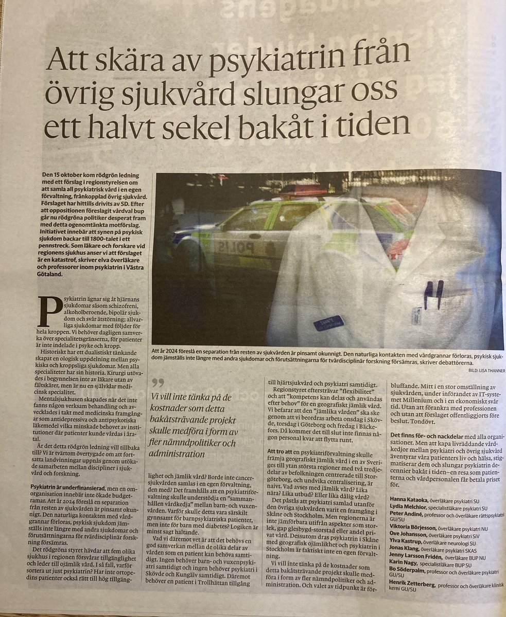 Politikerna i Västra Götaland har drabbats av akut sinnesförvirring - vill klippa loss psykiatrin från kroppssjukvården