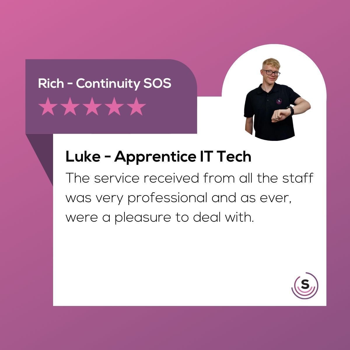 💬 It’s always a pleasure hearing how our entire team delivers professional and friendly service. Luke and the rest of the team were thrilled to receive such kind words – and we’re always happy to help!