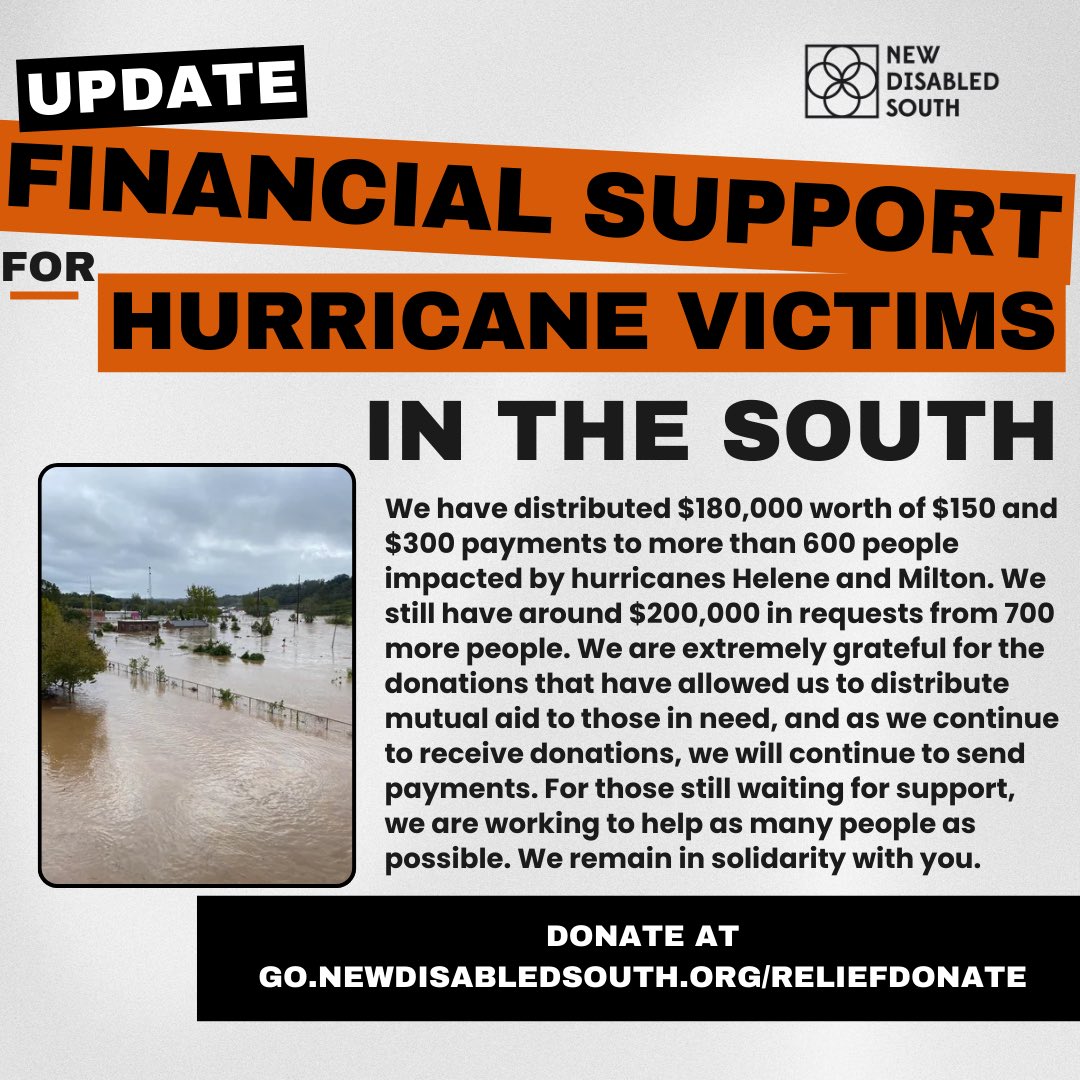 We have distributed $180,000 worth of $150 and $300 payments to more than 600 people impacted by hurricanes Helene and Milton. We still have around $200,000 in requests from 700 more people.