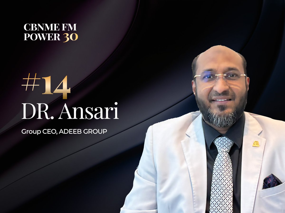 Exciting news! Our Group CEO Dr. Ansari has been ranked 14th in CBN ME’s FM Power 30 2024 list. We congratulate him on this remarkable achievement and invite everyone to join us in celebrating this success!

cbnme.com/category/cbnme…

#FMPower2024 #CBNME #AdeebgroupFM
#FMpower