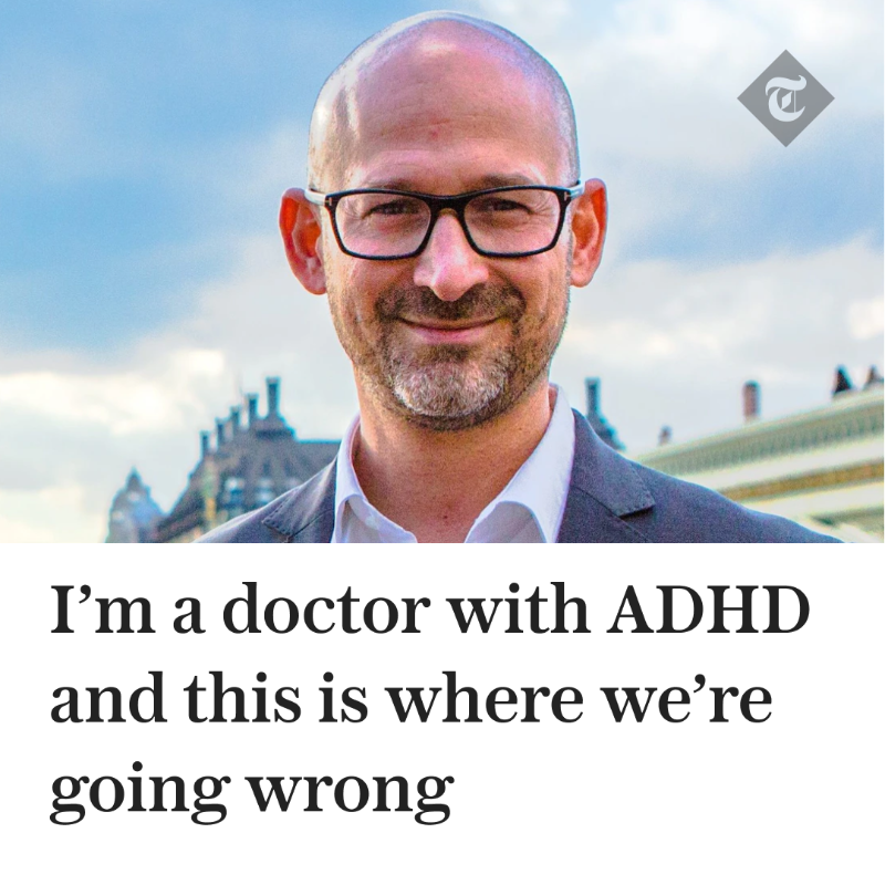 Telegraph's tweet photo. Dr James Kustow received his ADHD diagnosis at the age of 34. He's spent the last decade and a half unpicking the complex nature of the condition - and contributing to emerging research on its causes and associations, many of which are rarely acknowledged.