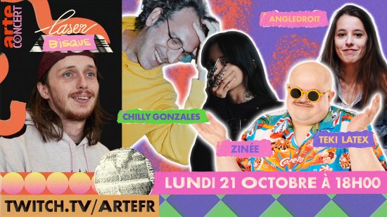 ARTEconcertFR's tweet photo. Laser Bisque, l’émission de @pierrelapin qui réunit des crustacés et des invités sur le même plateau🦞
C’est parti pour une déferlante de déglingue avec @chillygonzales , @Zinee313, @angledroit_ et @TekiLatex.
🟣Live Twitch à 18h le 21/10 : https://t.co/jUosnD4xEM https://t.co/srkq69bWt3