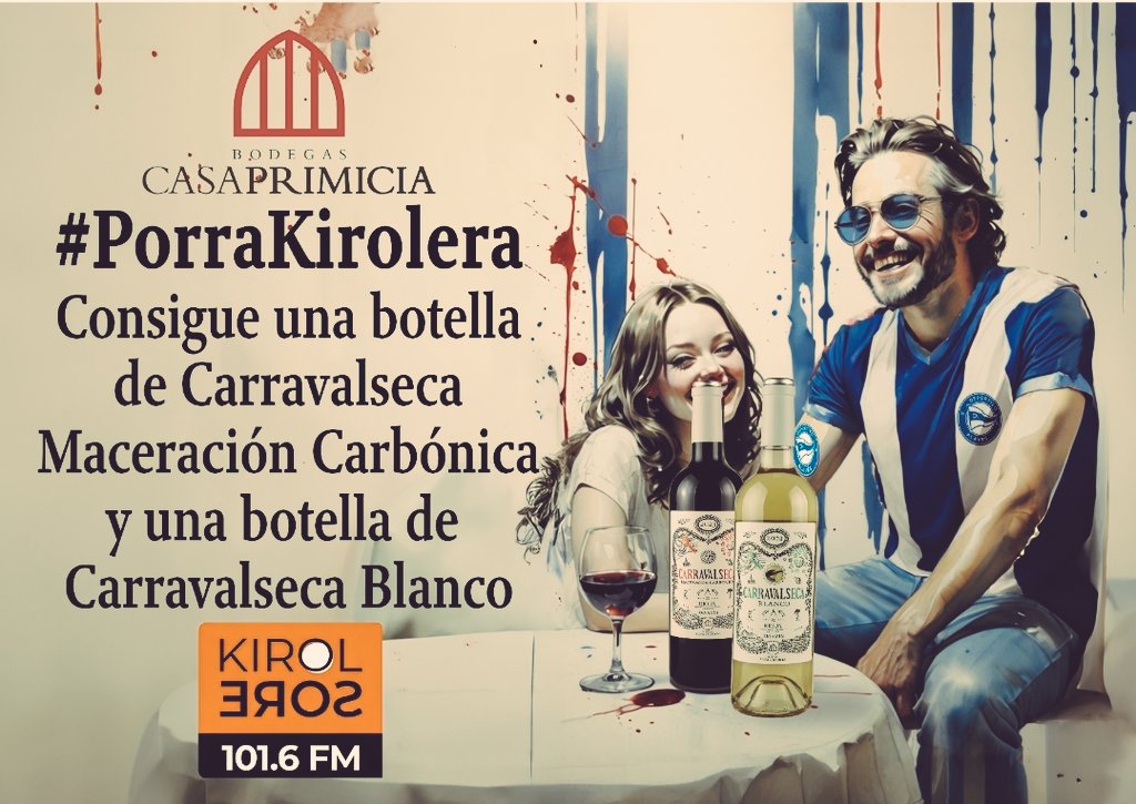 kiroleros's tweet photo. Hoy a las 21:00h comienza el D. Alavés💙 vs R. Valladolid y finaliza el plazo para participar en la PORRA KIROLERA. 

1️⃣Sígue las cuentas de @kiroleros y @CasaPrimicia) 
2️⃣Dale RT 
3️⃣Acierta resultado y goleadores. 

y gana el LOTE CARRAVALSECA 🍷 (tinto 🍇y blanco🤍) ⚽️ https://t.co/6EZHKUBHTn