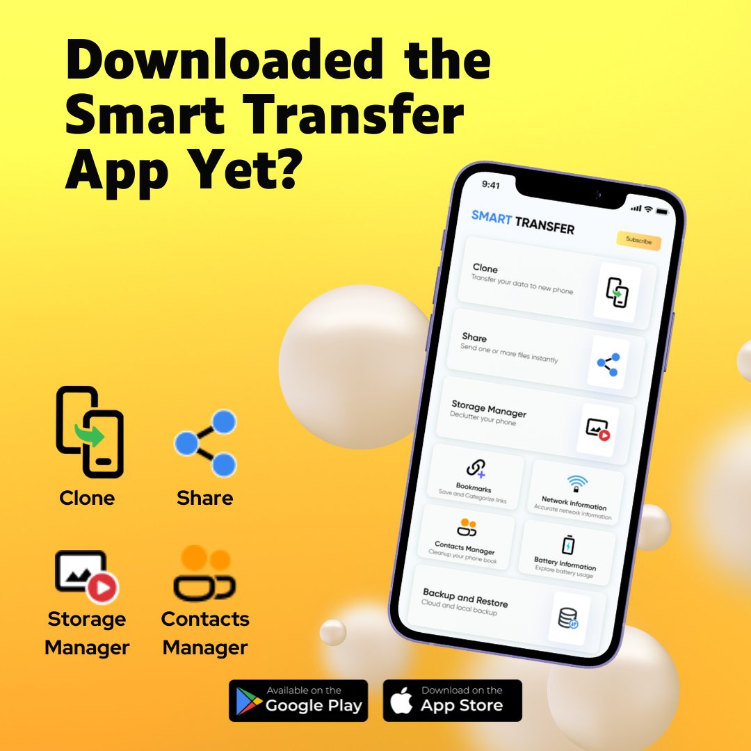 USSmartTransfer's tweet image. 🚀✨ Transferring data has NEVER been easier with the Smart Transfer App! 📲 Over 15M+ users trust it to transfer, share, and organize files seamlessly! smarttransferapp.com
#smarttransfer #bestdatasharingapp #datatransfer #networkspeedoptimizer #gallerymanager