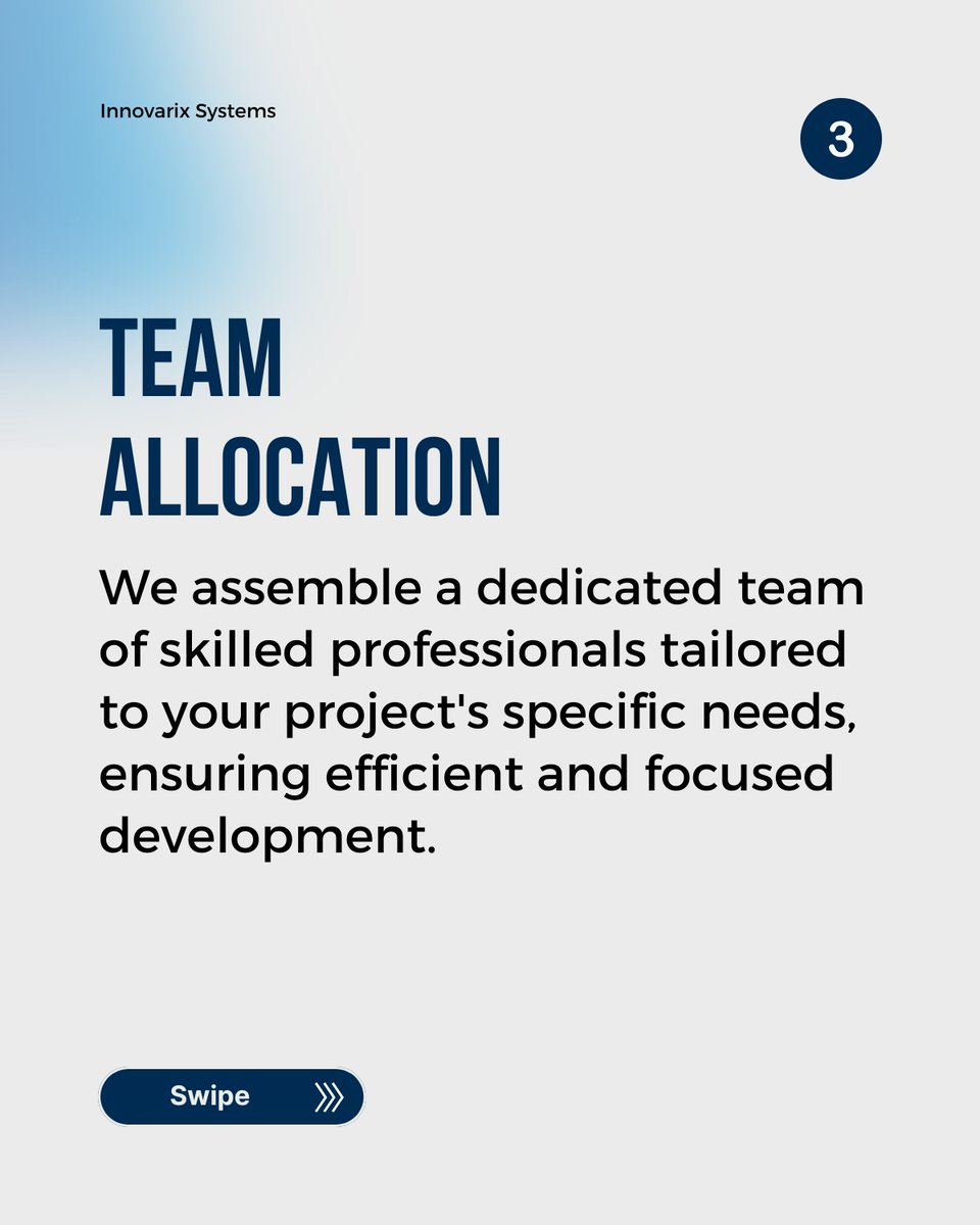 InnovarixSys's tweet image. Our refined development workflow prioritizes client needs, ensuring customer value at every stage.
1- Understanding Customer Needs
2- Technology Selection
3- Team Allocation
 
#CustomerCentric #AgileWorkflow #DevProcess