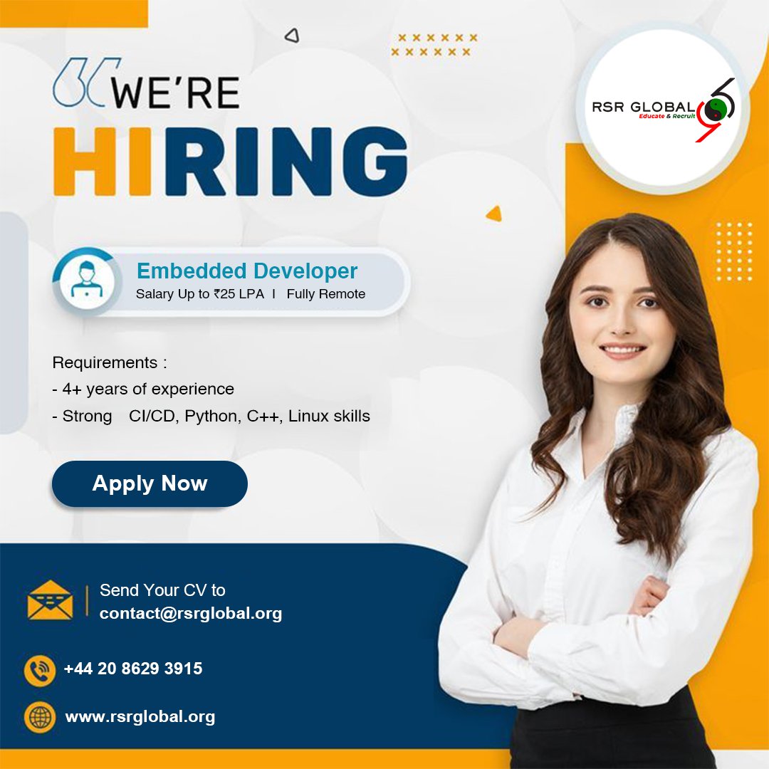 rsrglobalco's tweet image. visit -   rsrglobal.org
Contact us - +44 20 8629 3915
Email us at - contact@rsrglobal.org
#JobVacancy #hiringalert #embeddeddeveloper #remotejobs #workfromhome #python #programming #JoinUsNow #CareerOpportunities
