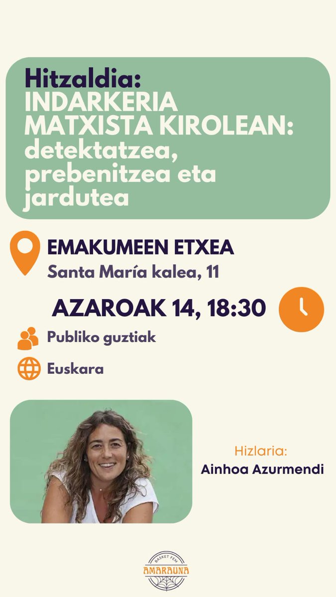 Kaixo!

Jabetze Feministarako eskolako plangintzan badago hitzaldi oso interesgarri bat!! 👌🏽👌🏽

¡¡Hay una conferencia muy interesante en la escuela para el Empoderamiento Feminista!!👌🏿👌🏿

Aquí tenéis el enlace para apuntaros:
vitoria-gasteiz.org/wb021/was/cont…