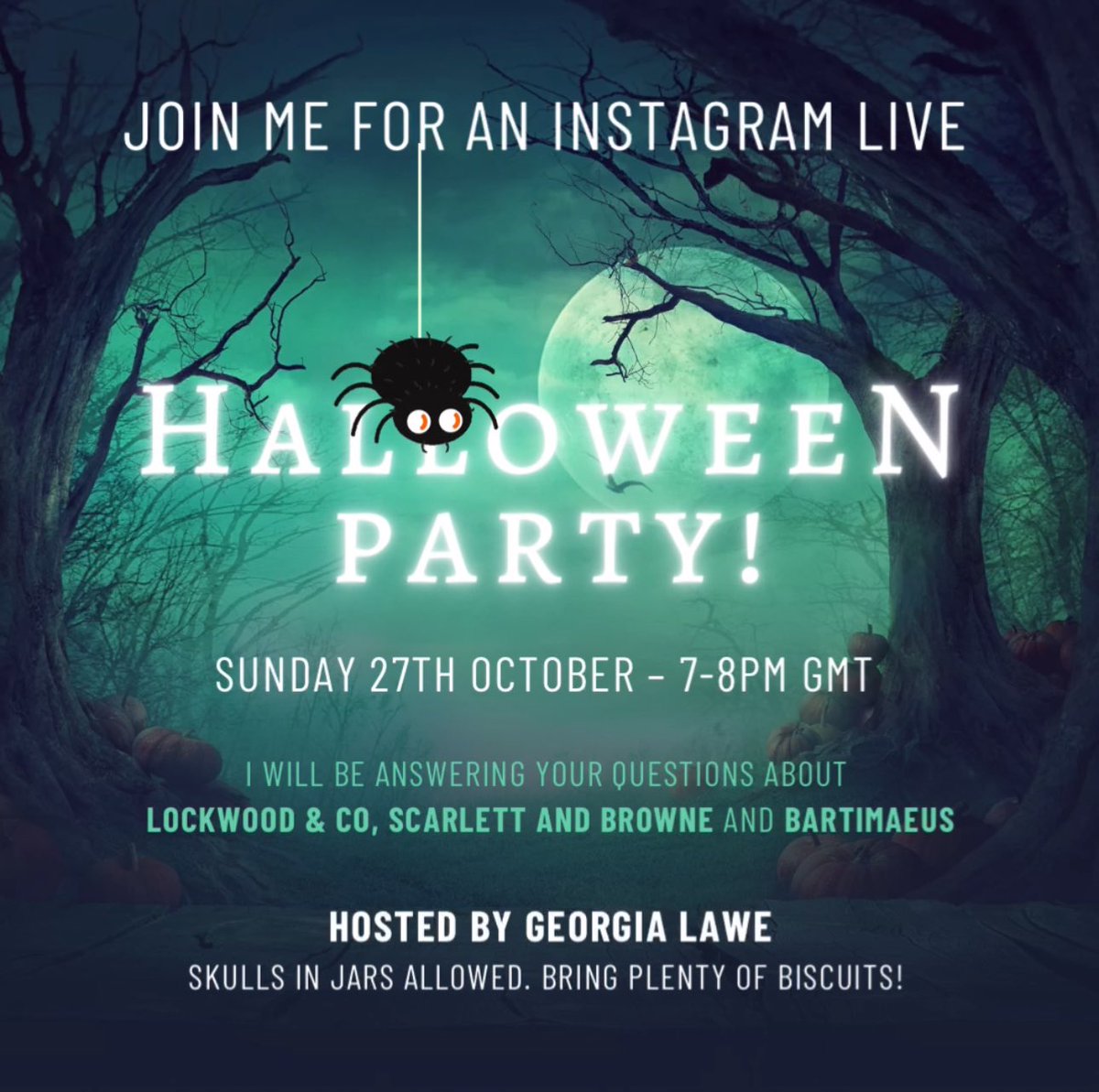 JonathanAStroud's tweet photo. The nights are drawing in, ghost fog hugs the ground and small psychical detection agencies are stocking up on salt bombs &amp; extra-large magnesium flares. In short, it’s the perfect time for a Halloween Party! Hope to see you there!⚔️

#lockwoodandco #bartimaeus #scarlettandbrowne https://t.co/xYFBuZiHV8