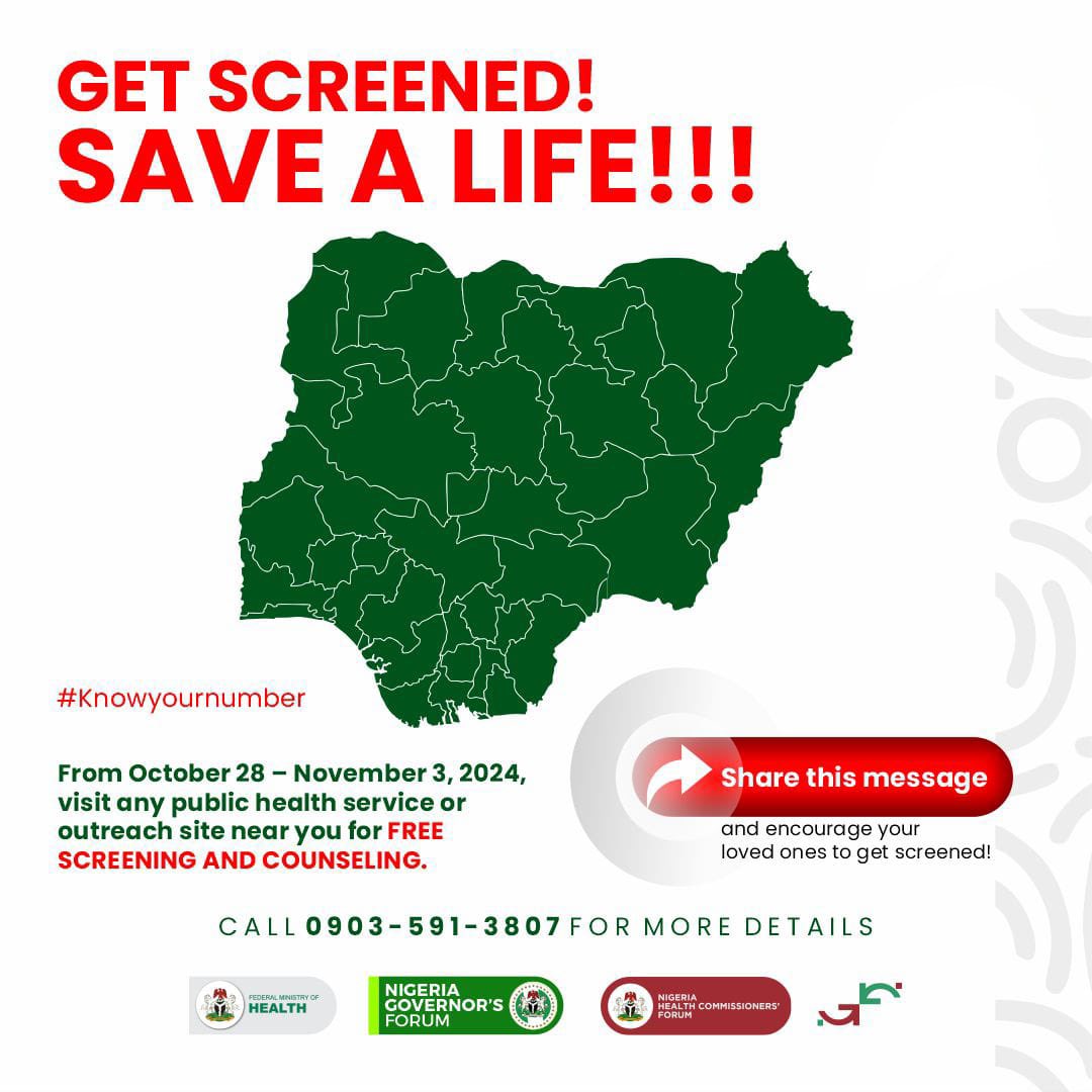 Fmohnigeria's tweet photo. Coordinated by the Federal Ministry of Health & Social Welfare, the Nigeria Health Commissioners Forum (NHCF) proudly launches Project 10 Million – Know Your Number, Control Your Number, a groundbreaking national campaign to tackle the growing prevalence of non-communicable diseases (NCDs) in Nigeria, with a special focus on hypertension and diabetes.

This initiative aligns with the President Tinubu led administration’s commitment to strengthening healthcare delivery across the nation through the Sector Wide Approach.

We are empowering individuals to understand and control their health numbers, we’re building a healthier Nigeria—one person at a time.

#Operation10million