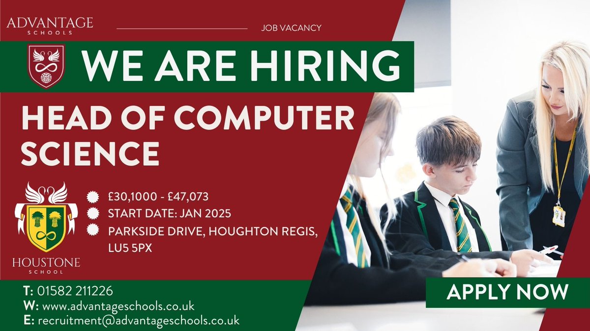 Advantage Schools (@advschools) on Twitter photo 🚀 We're Hiring! 🚀
Join <a href="/HoustoneSchool/">Houstone School</a> as the Head of Computer Science! Lead, inspire, and shape the next generation of tech innovators. 🌐💻
Apply now! ⬇️ mynewterm.com/jobs/149107/ED…
#EdTech #ComputerScience #STEM #TeachingJobs 🚀 We're Hiring! 🚀
Join <a href="/HoustoneSchool/">Houstone School</a> as the Head of Computer Science! Lead, inspire, and shape the next generation of tech innovators. 🌐💻
Apply now! ⬇️ mynewterm.com/jobs/149107/ED…
#EdTech #ComputerScience #STEM #TeachingJobs