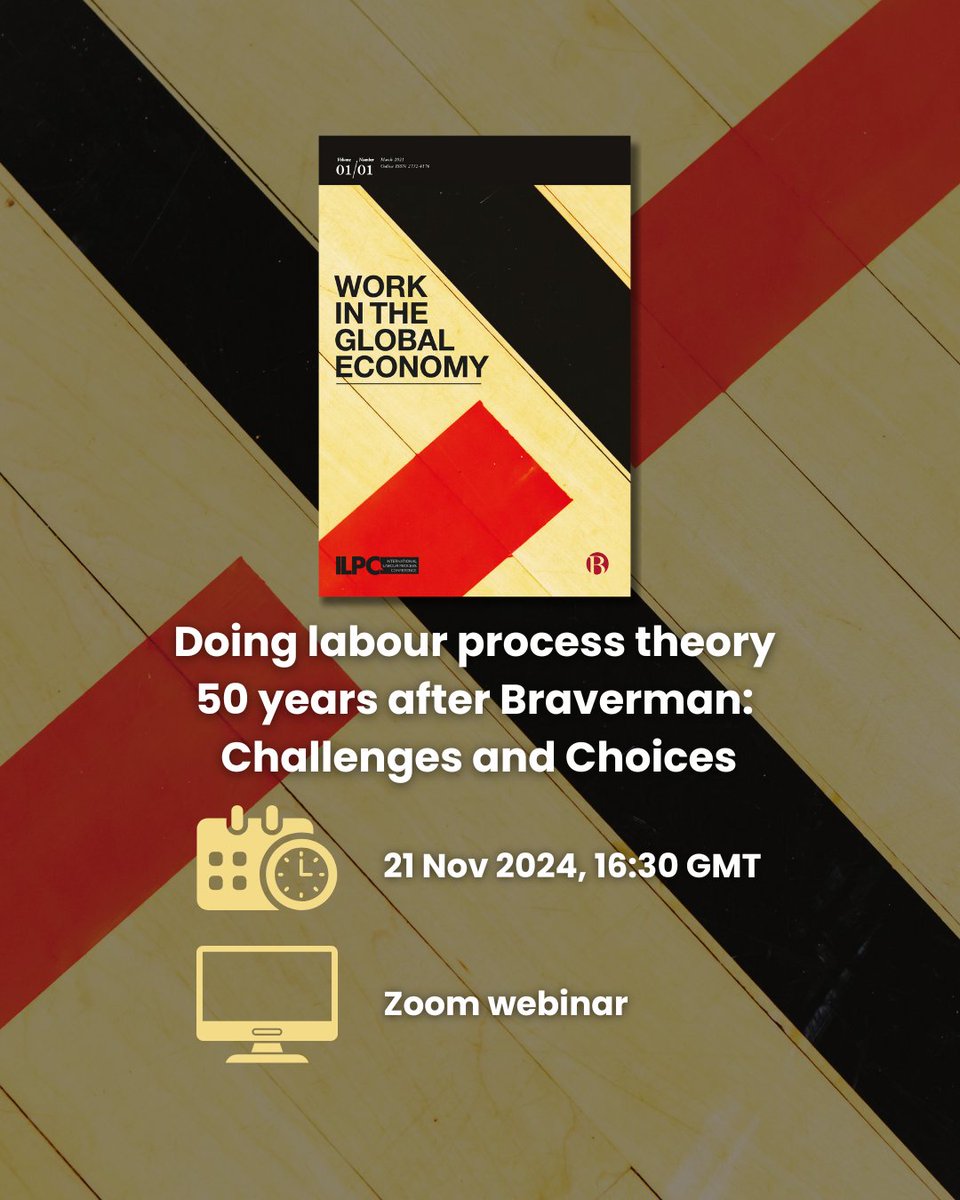 BrisUniPress's tweet image. This webinar will bring together the contributors to the @wgejournal Themed Issue, &apos;Doing labour process theory 50 years after Braverman&apos;, for a conversation that draws on their articles. (Publishing in November) 

#LabourProcessTheory #LabourStudies 

ow.ly/4Iey50TOigL