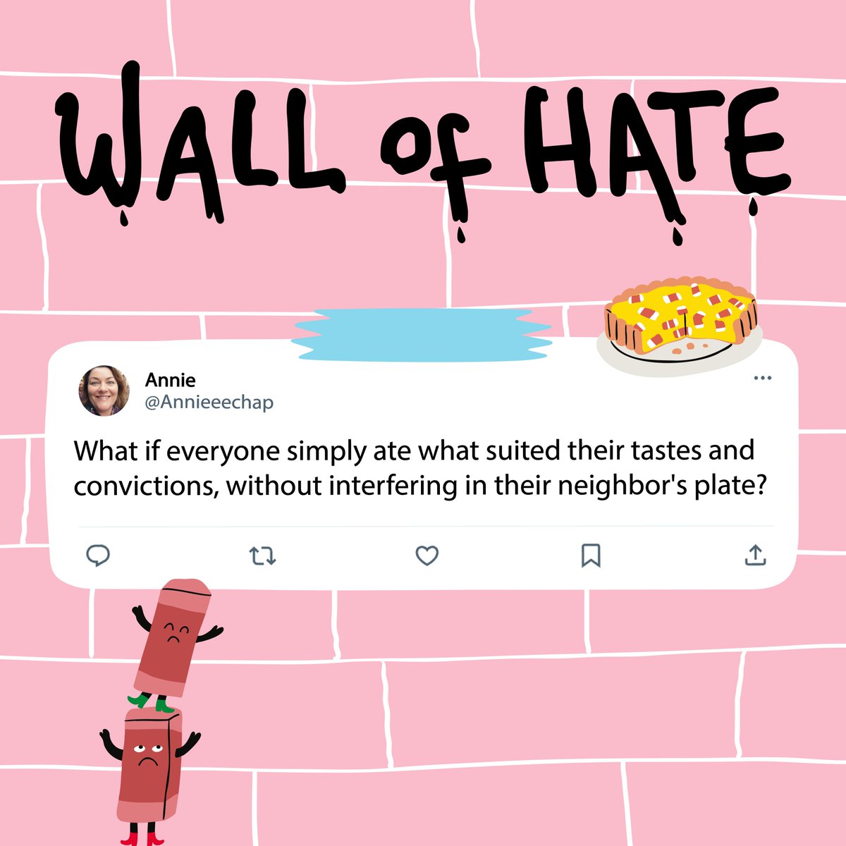 We can honestly say that we’ve never gone round our neighbours house and interfered with their plates. We also haven’t interfered with their knives, forks, spoons, pans, sieves or any of their sporks either.

We have served them vegan bacon tho. They loved it.