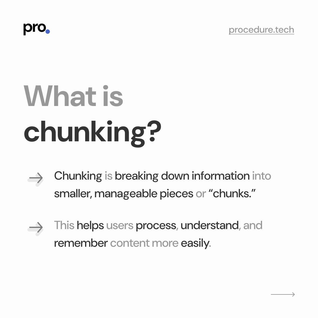 ProcedureHQ's tweet photo. Make complex content simple with “Chunking” in UX design!🪄 
#UXDesign #UserExperience #DesignTips #SimplifyUX #UIUX #Chunking https://t.co/FqdVvTePg4