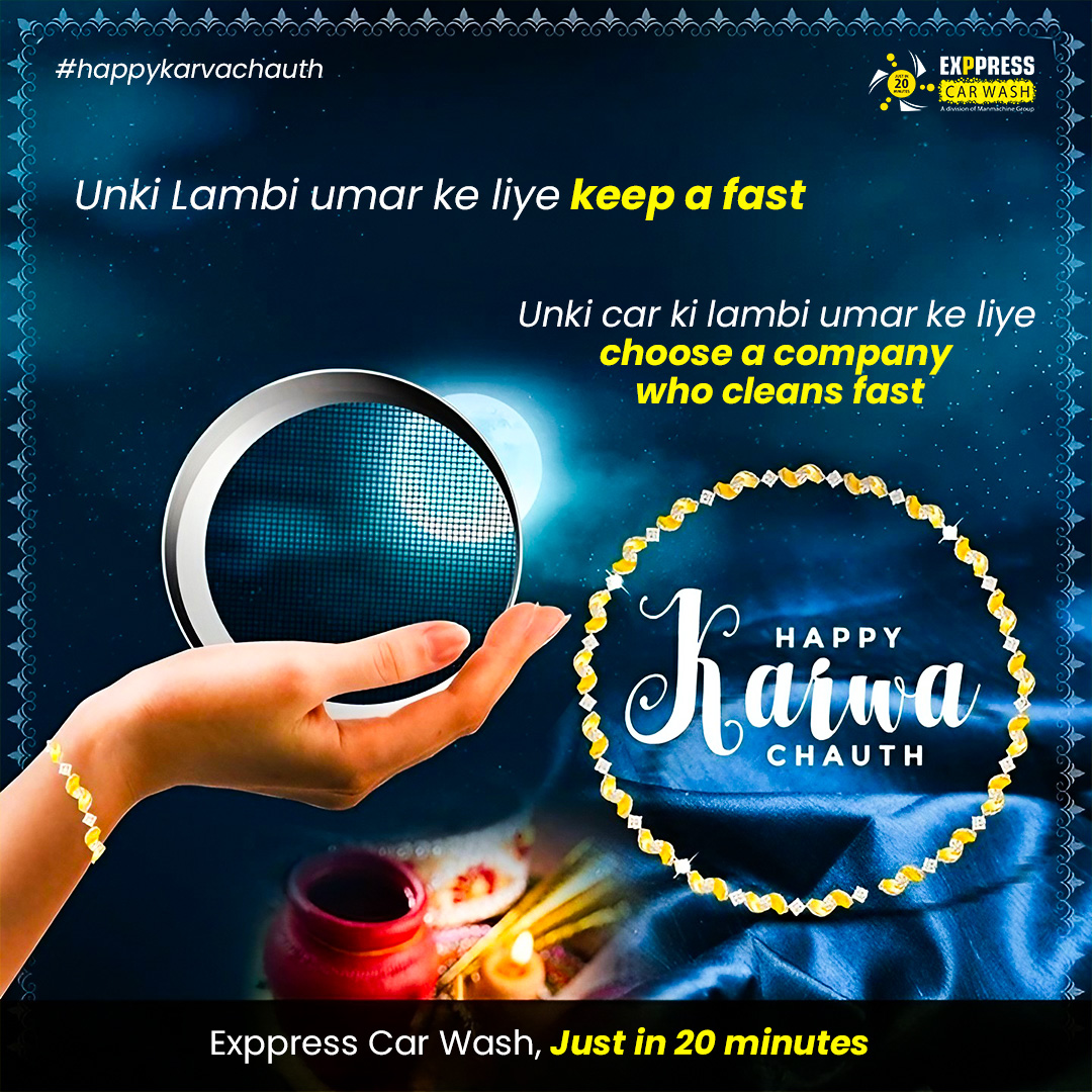 Exppressoffical's tweet photo. Every Karwa Chauth is a reminder of the love and commitment we share at Exppress Car Wash. Here's to a lifetime of togetherness.  #KarwaChauth #HappyKarwaChauth #ExppressCarWash https://t.co/I0RHDetvWU