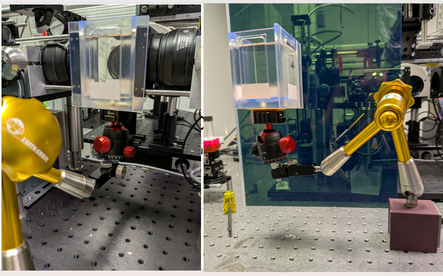simoncwatkins1's tweet image. As promised this is one of the printed cuvettes in position and out of the mesospim. The EarthChain arm will support many kilos as will the quick release base the whole assembly can be positioned very accurately and freely @MesoSpim