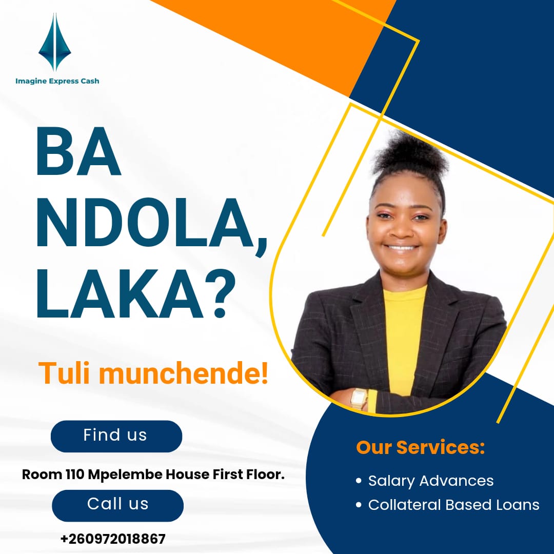 ImaginXpresCash's tweet photo. Did you know 🤔
Imagine Express Cash is in the friendly city of Ndola.
For all your Money needs, we gat you. Secure the Chola 💰 with us.
Visit our office at Mpelembe House, Room 110, First Floor.
#MoneyPlug #ExpressCash https://t.co/04vWhkaXiQ
